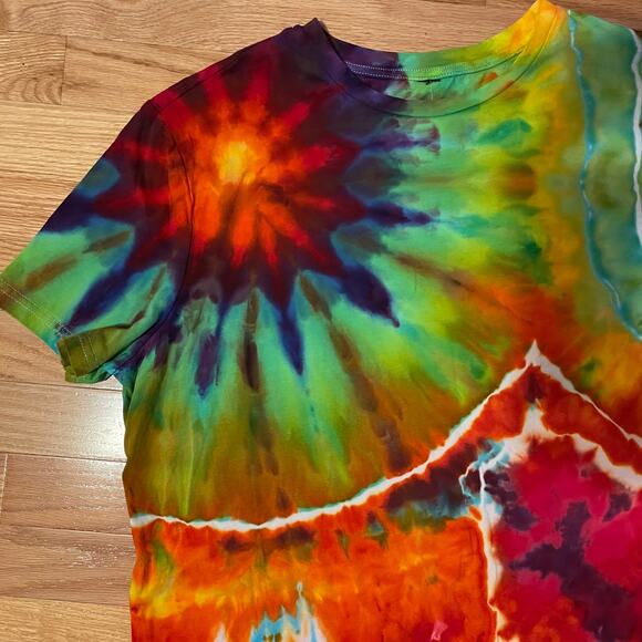 Ice Dyed T-shirt Dress - Ice Dye Hippie Boho - Rainbow Geode (Women's XLarge) - Picture 4 of 12